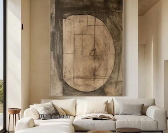 Pintura abstrata marrom vintage grande marrom wabi-sabi arte de parede medieval preto marrom pintura preto minimalista arte decorativa preto arte de parede