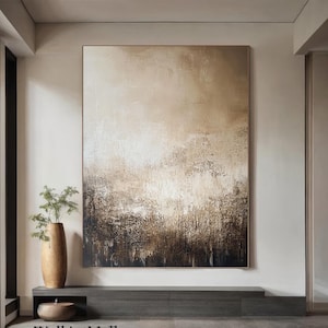 Large Brown And Black Abstract Art Brown Minimalist Abstract Painting Large Black Minimalist Texture Art Neutral Wall Decoration Painting