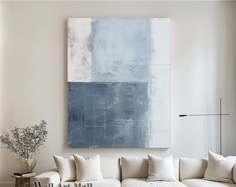 Large Minimalist Abstract Painting Original Blue Abstract Canvas Painting Dark Blue Abstract Wall Art Large   Bedroom Decoration Painting