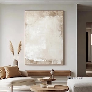 Cream White Minimalist Abstract Painting Large Textured Canvas Art Beige and White Minimalist Wall Art Contemporary Texture Painting