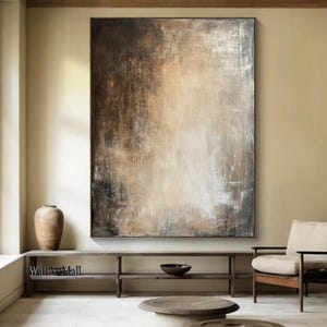 Original Brown Wabi-Sabi Wall Painting Hand Painted Abstract Wall Art Large Brown Canvas Abstract Painting Modern Living Room Decor Art