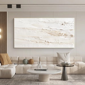 White and Beige 3D Textured Wall Art Beige Minimalist Painting Neutral Textured Abstract Painting White Textured Painting Modern Wall Art