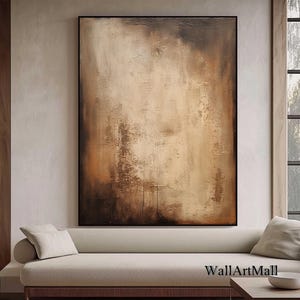 Brown Wabi-Sabi Painting Dark Brown And Black Abstract Painting Mid-Century Brown Minimalist Oil Painting Black Minimalist Wall Art