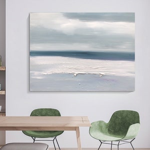 Blue and White Abstract Texture Painting Ocean Abstract Art Light Blue Ocean Abstract Painting White Painting Modern Abstract Bedroom Art