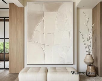 Beige Texture Wall Art Large Solid Beige Texture Painting Neutral Abstract Texture Painting Large Minimalist Wall Art Living Room Wall Decor