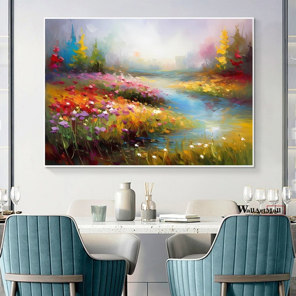 Abstract Original Colorful Landscape Canvas Painting Large Colorful Acrylic Painting Texture Wall Art Modern Living Room Wall Decor Art