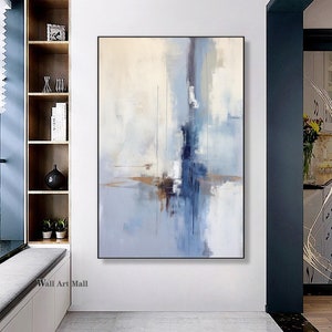 Large Minimalist Blue Abstract Painting Purple Abstract Canvas Painting Modern Decorative Abstract Painting Bedroom Abstract Painting