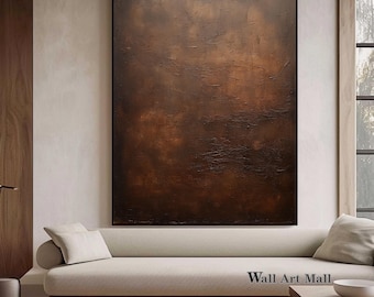 Large Brown Abstract Painting Original Black and Brown Minimalist Wall Art Oversized Textured Canvas Art  Wabi-Sabi Painting Home Decor Art
