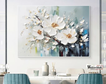 Texture de fleur originale Wall Art 3D texturé fleur peinture abstraite couleurs pastel texturé Floral Wall Art moderne blanc Texture peinture