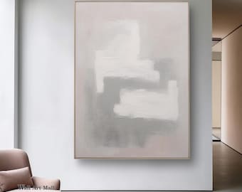 Minimalist texture abstract painting Large painting Modern gray acrylic abstract painting Light color abstract painting home decoration