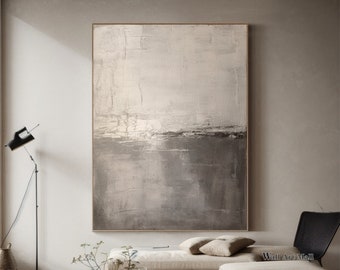 Large Gray Abstract Minimalist Painting Dark Gray Abstract Wall Art Light Gray Canvas Painting Original Abstract Textured Painting