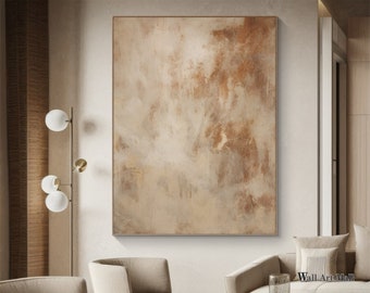 Large Brown Abstract Painting on Canvas Beige and Brown Wall Art Minimalist Abstract Painting Original Brown Textured Wall Art Neutral Art
