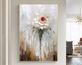 Grand abstrait coloré fleur peinture sur toile Original texturé Floral paysage peinture moderne mur Art salon décor à la maison cadeau