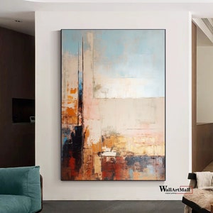 Large Abstract Colorful Painting Original Acrylic Abstract Painting Blue and Orange Abstract Wall Art Black Painting Red Art Modern Wall Art