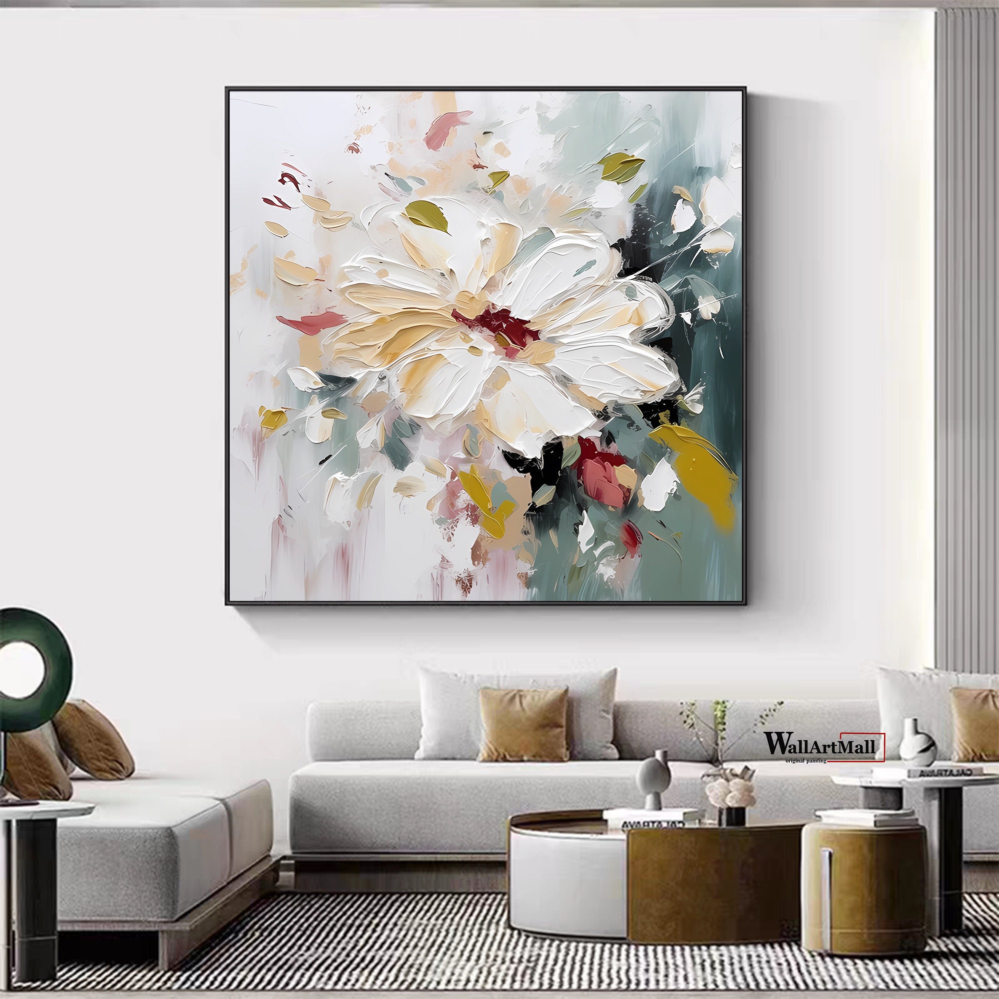 Large Original Flower Painting on Canvas Blooming Flower Painting ...