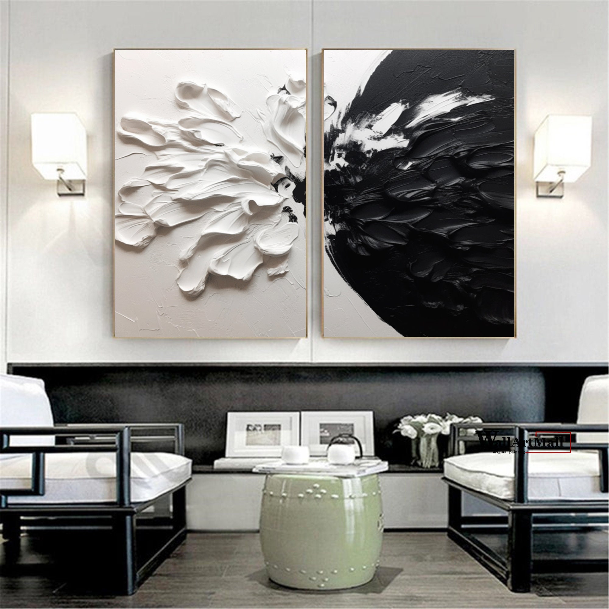 Large Black and White Texture Wall Art Black and White - Etsy