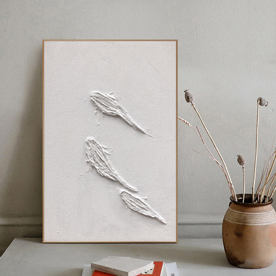 Large White Wall Art White 3D Texture Art White Abstract Etsy