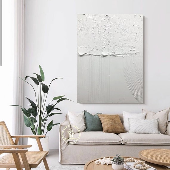 White Abstract Wall Art White Abstract Texture Painting Etsy