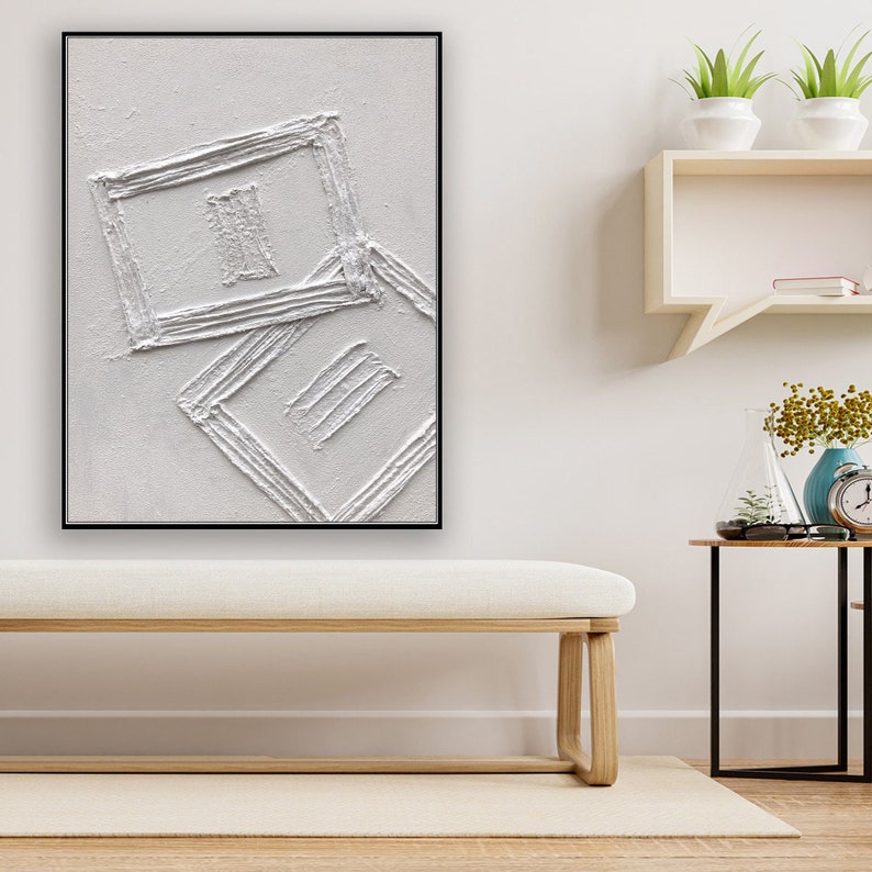 White Abstract Wall Art Large White 3D Textured Wall Art White