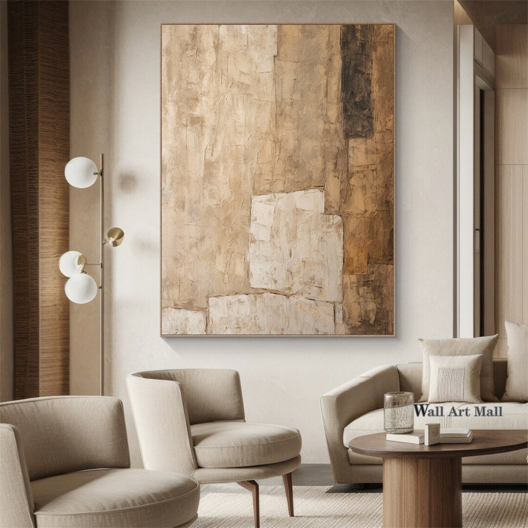 Brown Wabi-sabi Wall Art Large Brown and Beige Abstract Painting Brown ...