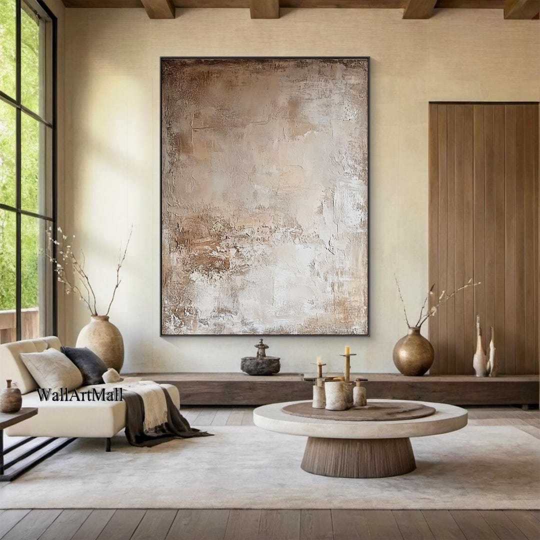 Wabi Sabi Abstract Wall Painting Large Brown Beige Abstract Painting ...