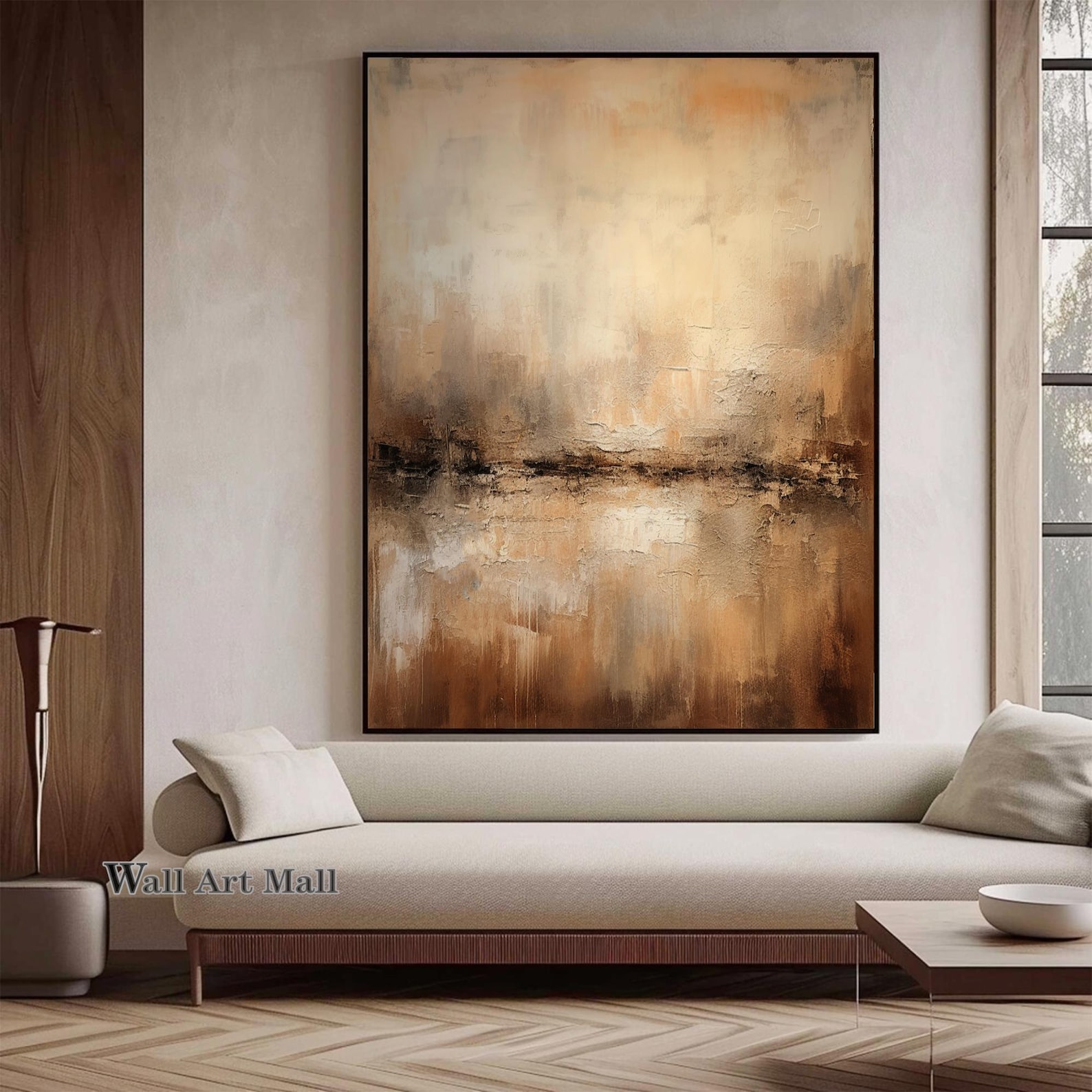 Large Brown Abstract Painting Original and Brown Minimalist Canvas Wall ...