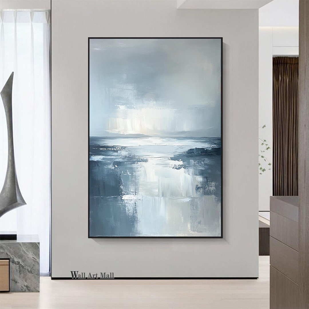 Blue Abstract Ocean Painting Large Abstract Seascape Painting Blue Gray ...