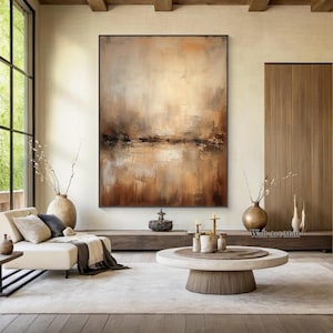 Large Brown Abstract Painting Original and Brown Minimalist Canvas Wall ...