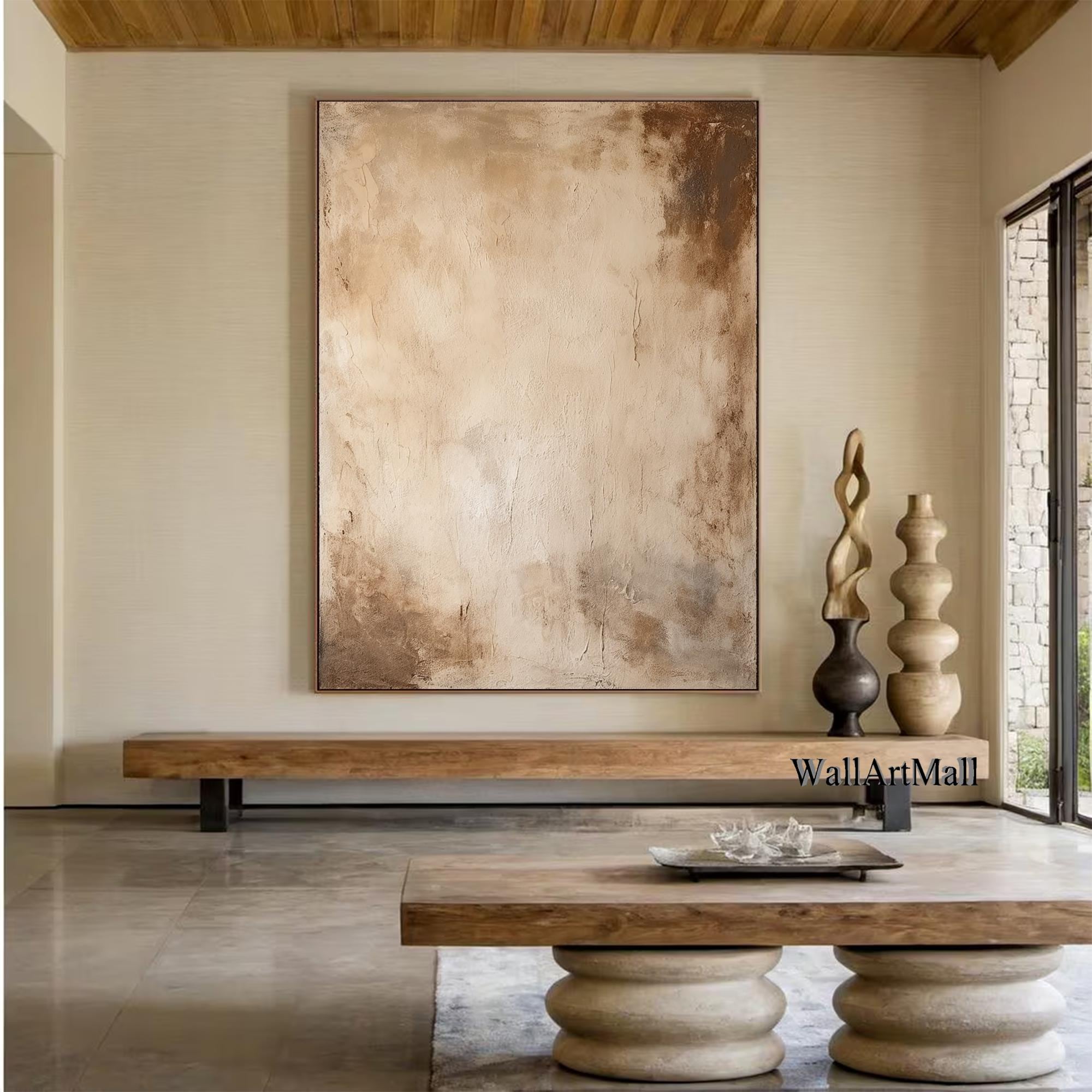 Large Brown Abstract Wall Art Brown Abstract Oil Painting Wabi Sabi ...