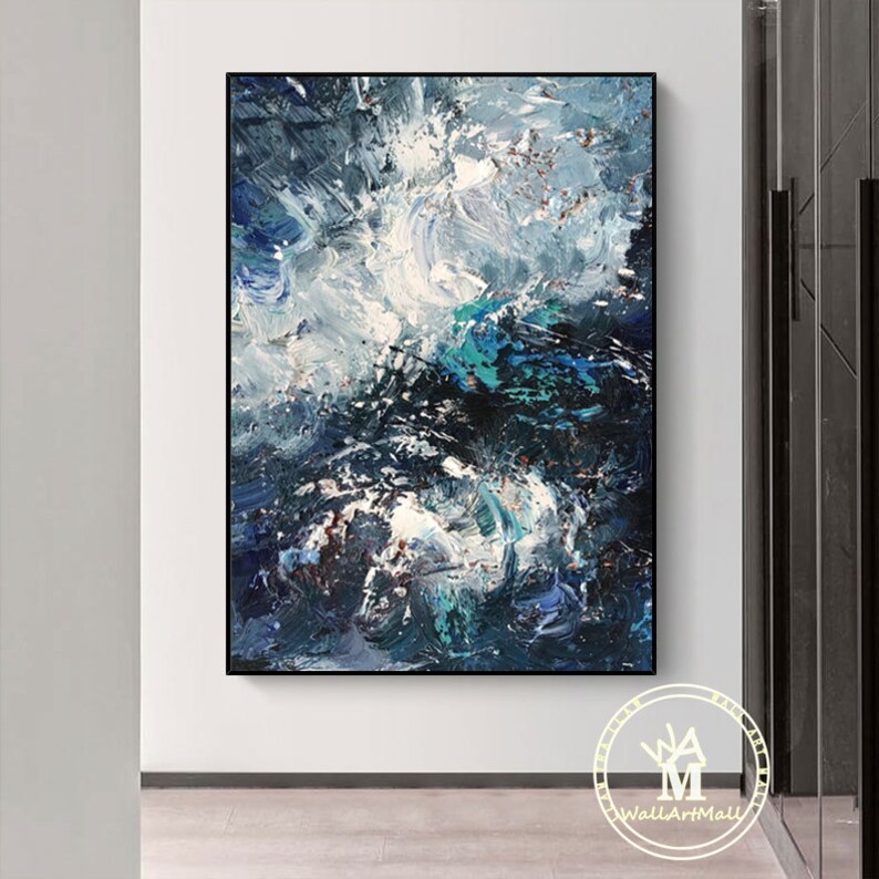 Large Blue Abstract Oil Painting Original Abstract Art Heavy Etsy