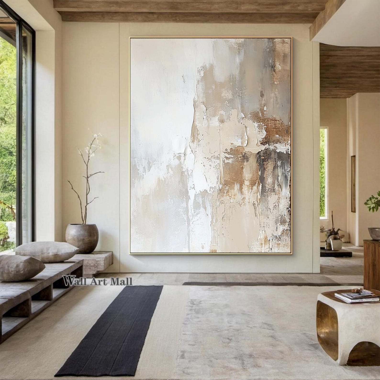 Beige Texture Abstract Large Beige Textured Abstract Painting Beige and Brown Minimalist ...
