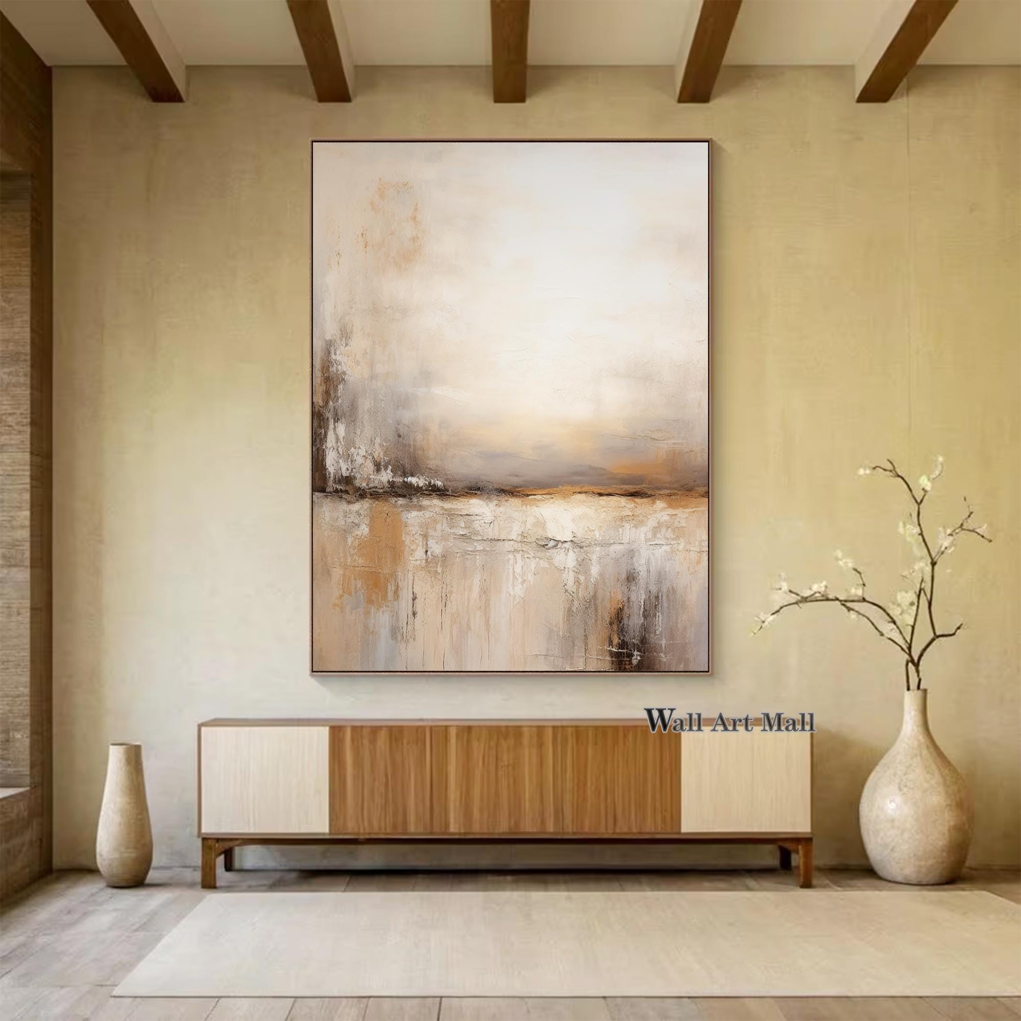 Brown Landscape Abstract Art Large Beige Abstract Painting Brown ...