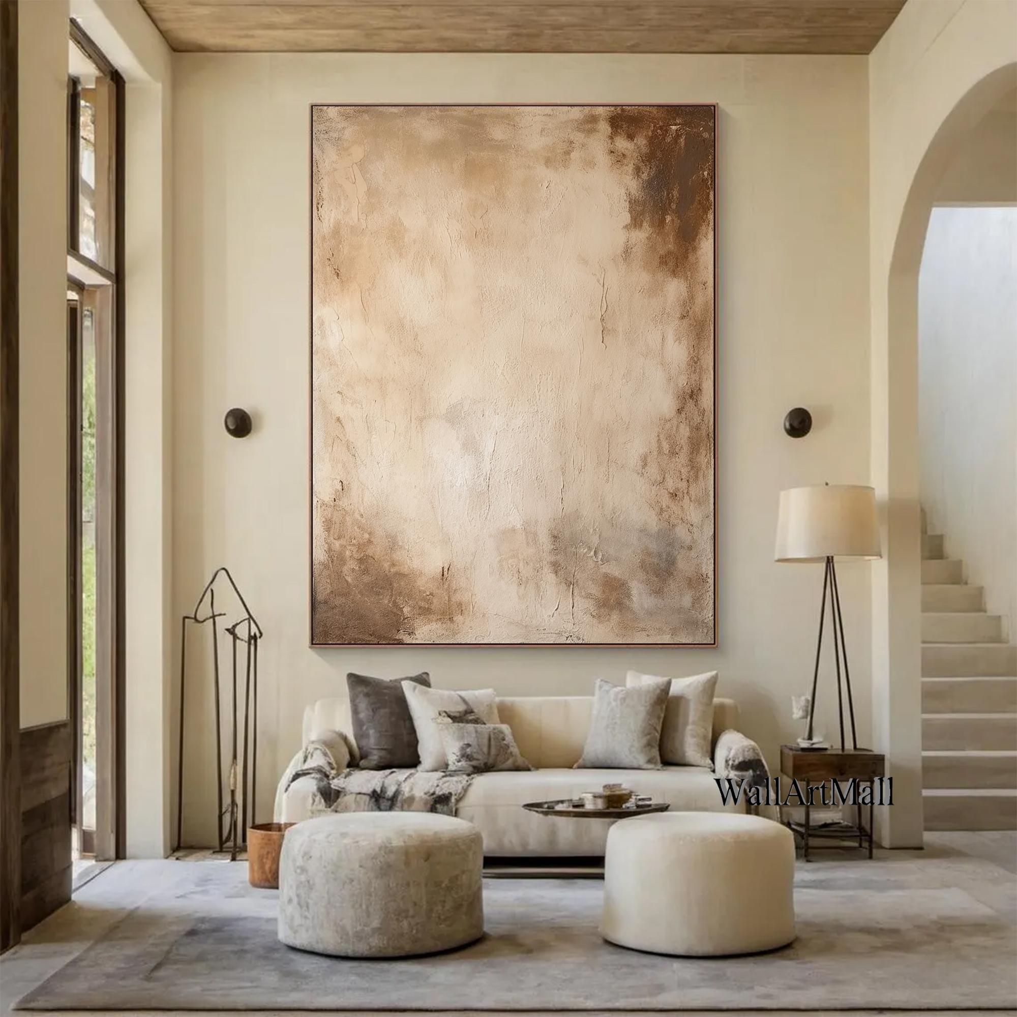 Large Brown Abstract Wall Art Brown Abstract Oil Painting Wabi Sabi ...