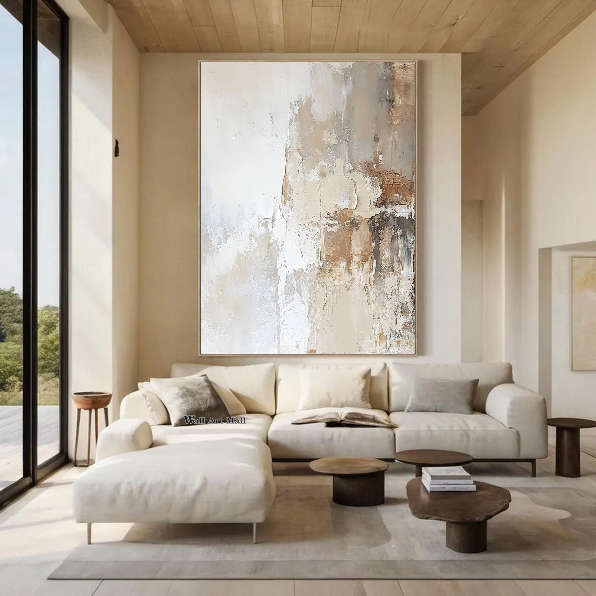 Beige Texture Abstract Large Beige Textured Abstract Painting Beige and Brown Minimalist ...