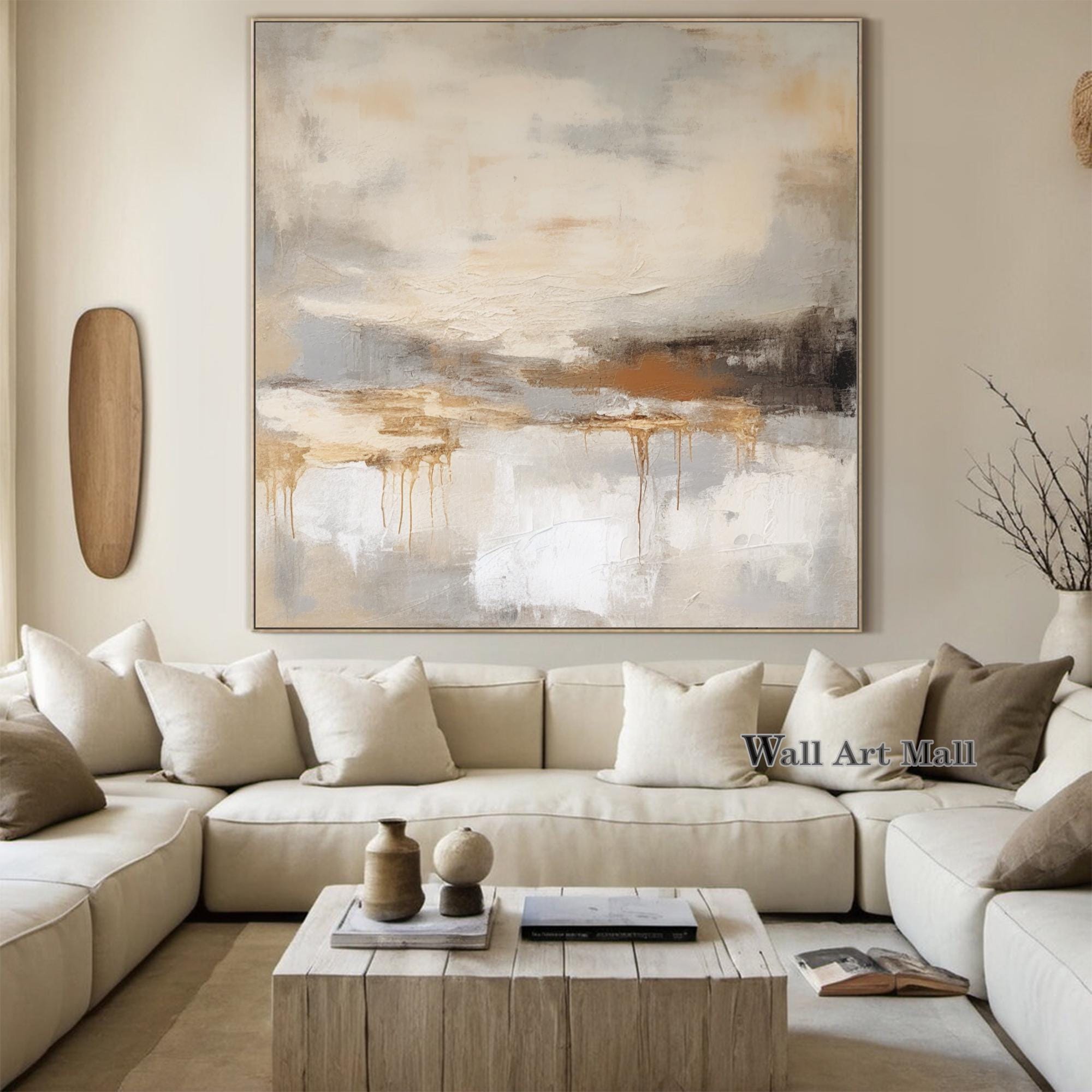 Large Brown and Beige Abstract Painting Brown Textured Abstract ...