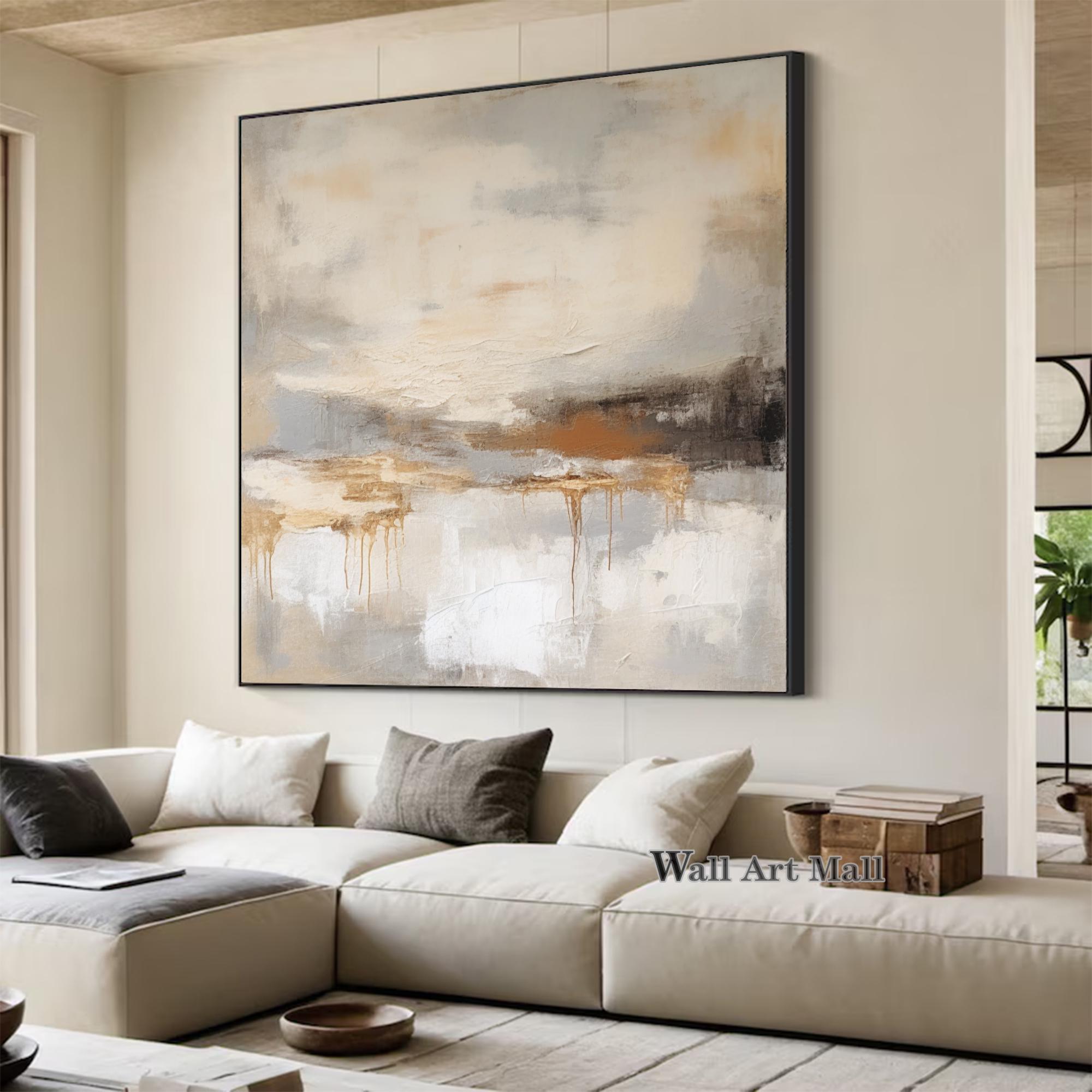 Large Brown and Beige Abstract Painting Brown Textured Abstract ...