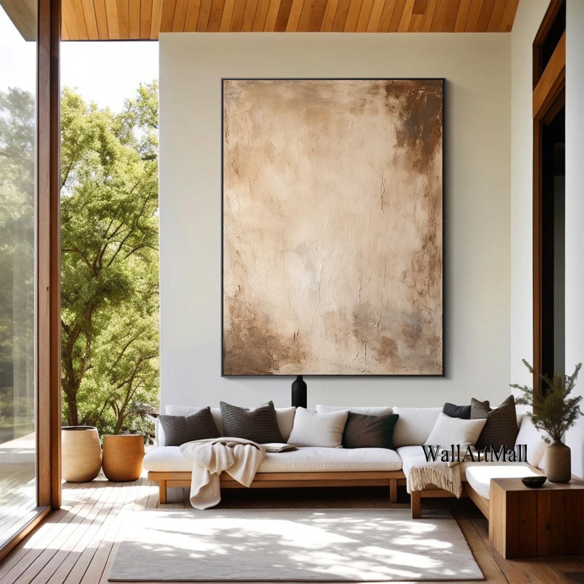 Large Brown Abstract Wall Art Brown Abstract Oil Painting Wabi Sabi ...