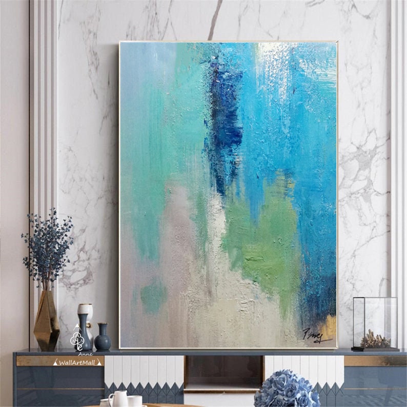 Large Colorful Abstract Paintings Original Blue Abstract Etsy