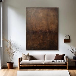 Large Original Brown Abstract Painting Black and Brown Minimalist Wall ...