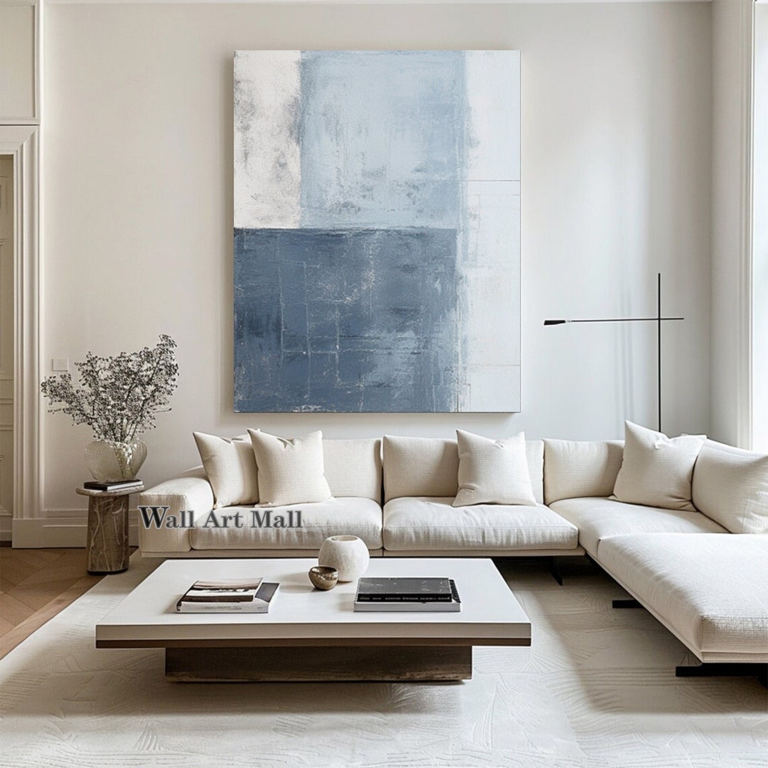 Large Minimalist Abstract Painting Original Blue Abstract Canvas ...