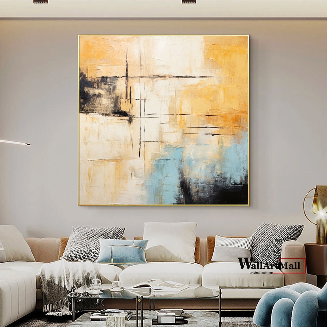 Large Blue and Yellow Abstract Painting Original Abstract Painting ...
