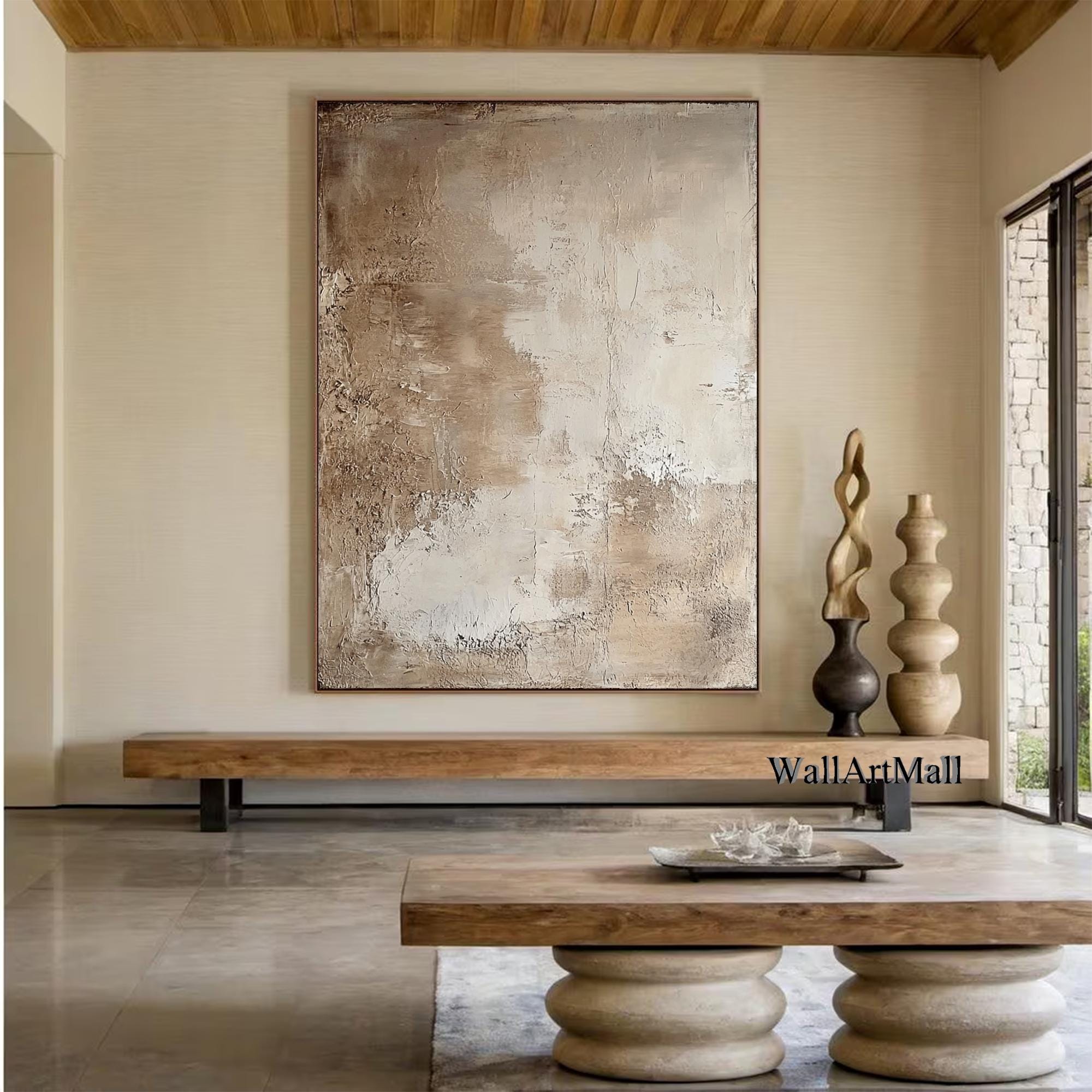 Wabi Sabi Abstract Painting Large Brown and Beige Abstract Painting ...