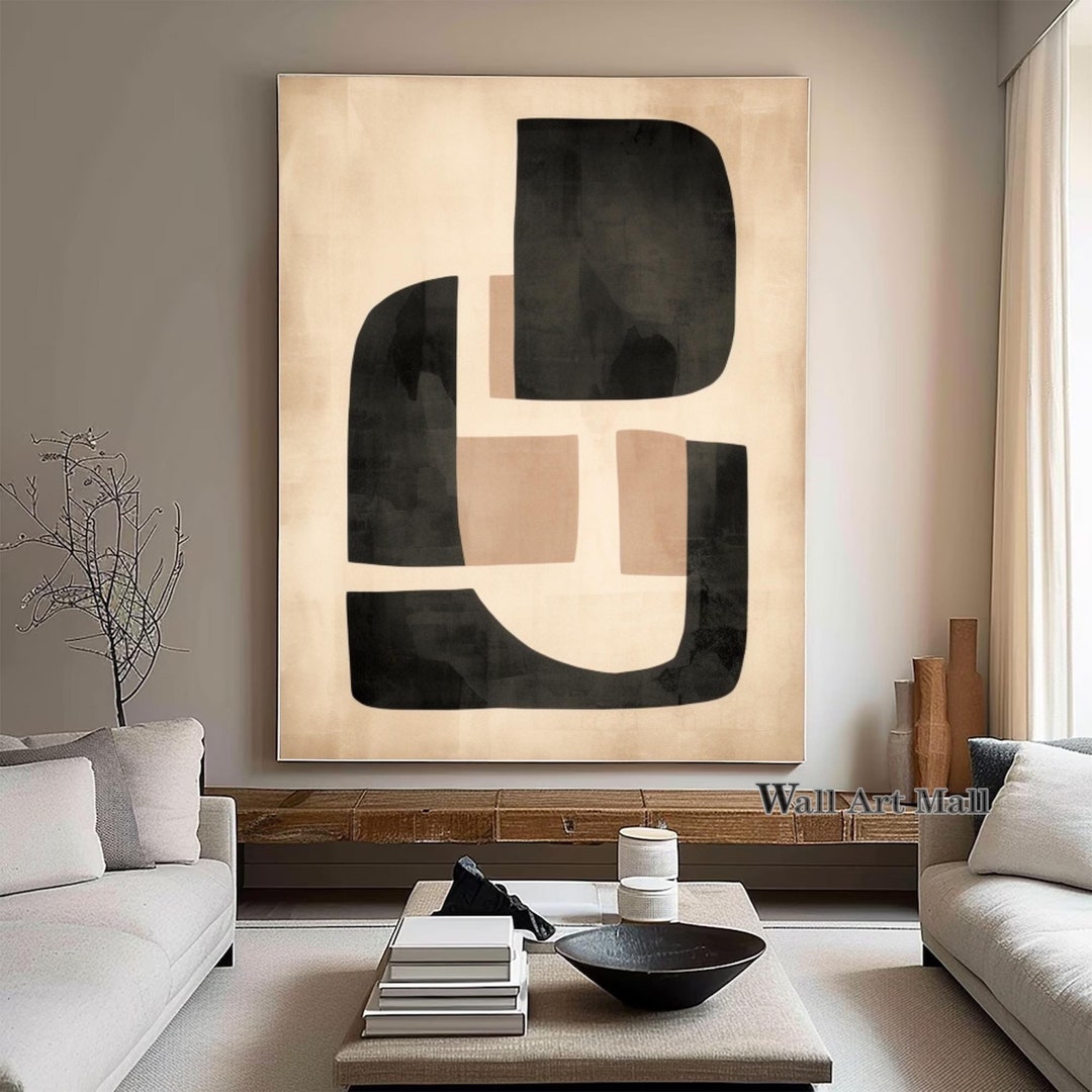 Brown Abstract Canvas Painting Large Brown and Black Abstract Wall Art ...