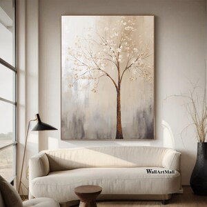 Abstract Landscape Wall Art Beige Tree Minimalist Wall Art Modern Home ...
