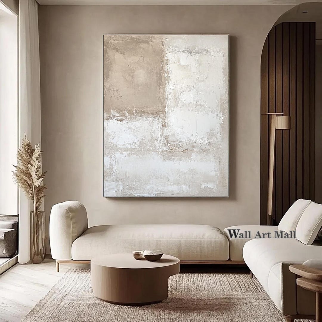 Brown and Beige Abstract Painting Large Beige Minimalist Painting ...