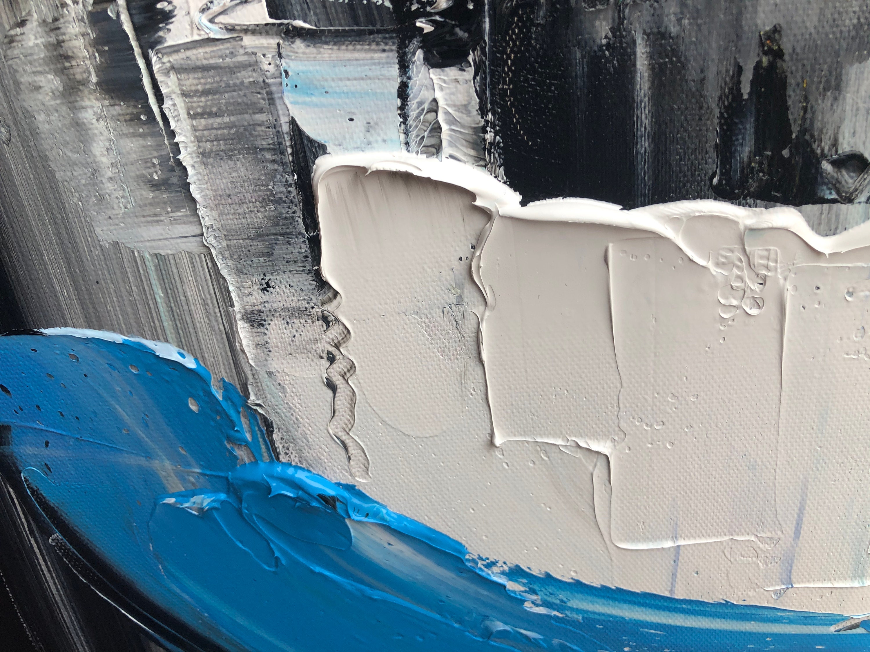 Blue Abstract Oil Painting on Canvaslarge Acrylic Painting Etsy