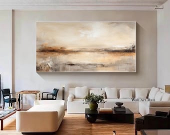 Brown and beige abstract texture painting Large brown minimalist abstract painting Brown landscape painting Bedroom decoration texture Art