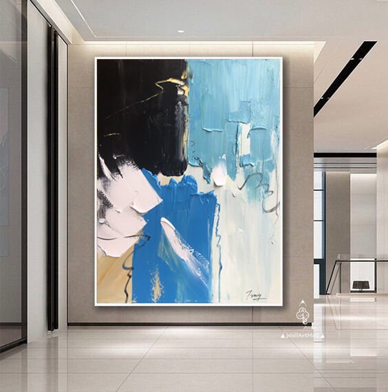 Light blue oil painting original blue abstract painting Etsy