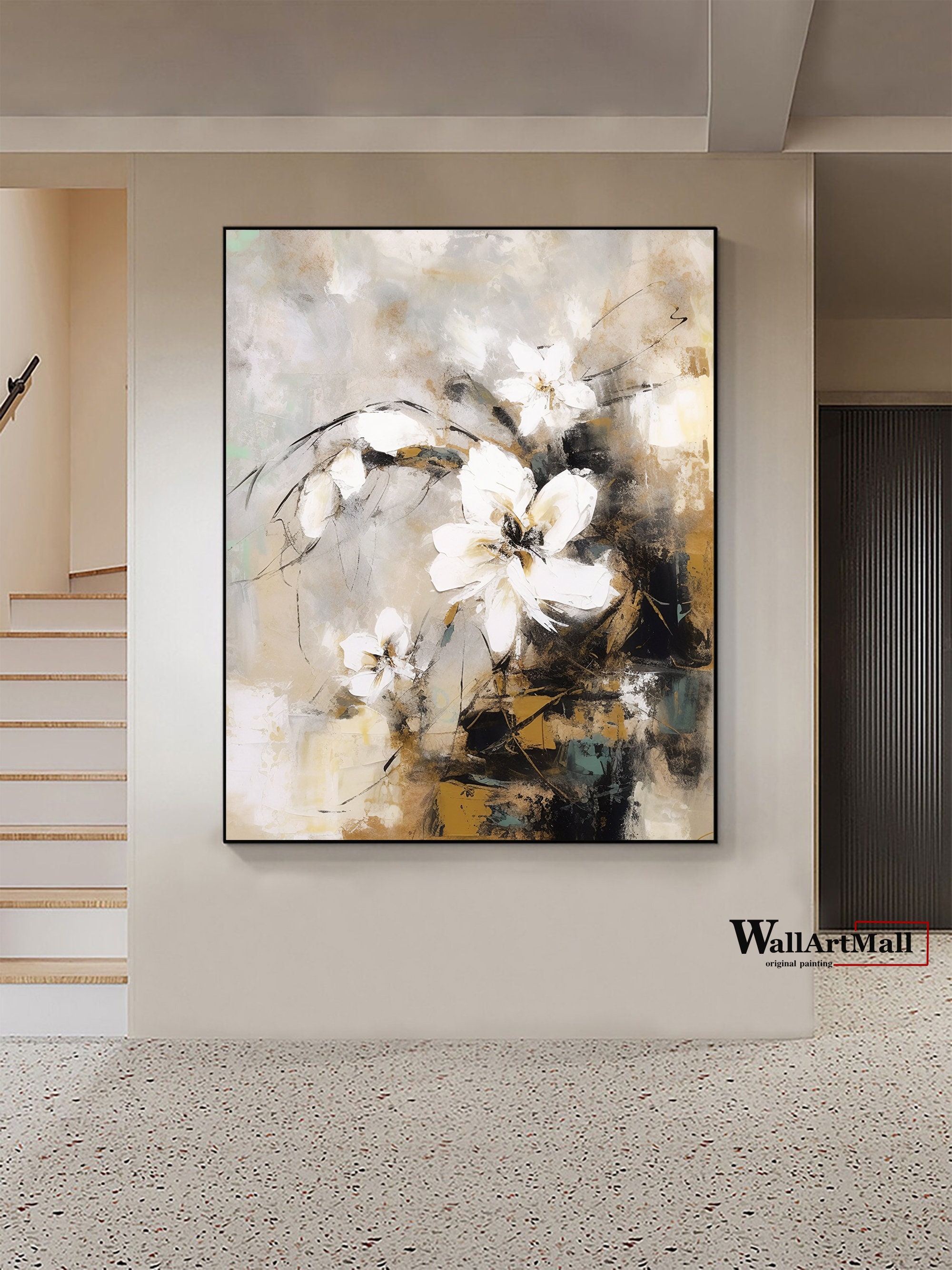 Original Flower Texture Wall Art 3D Abstract Canvas Painting Etsy