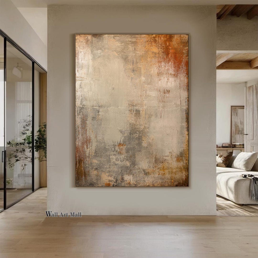 Large Brown and Beige Abstract Painting Modern Acrylic Abstract Wall ...
